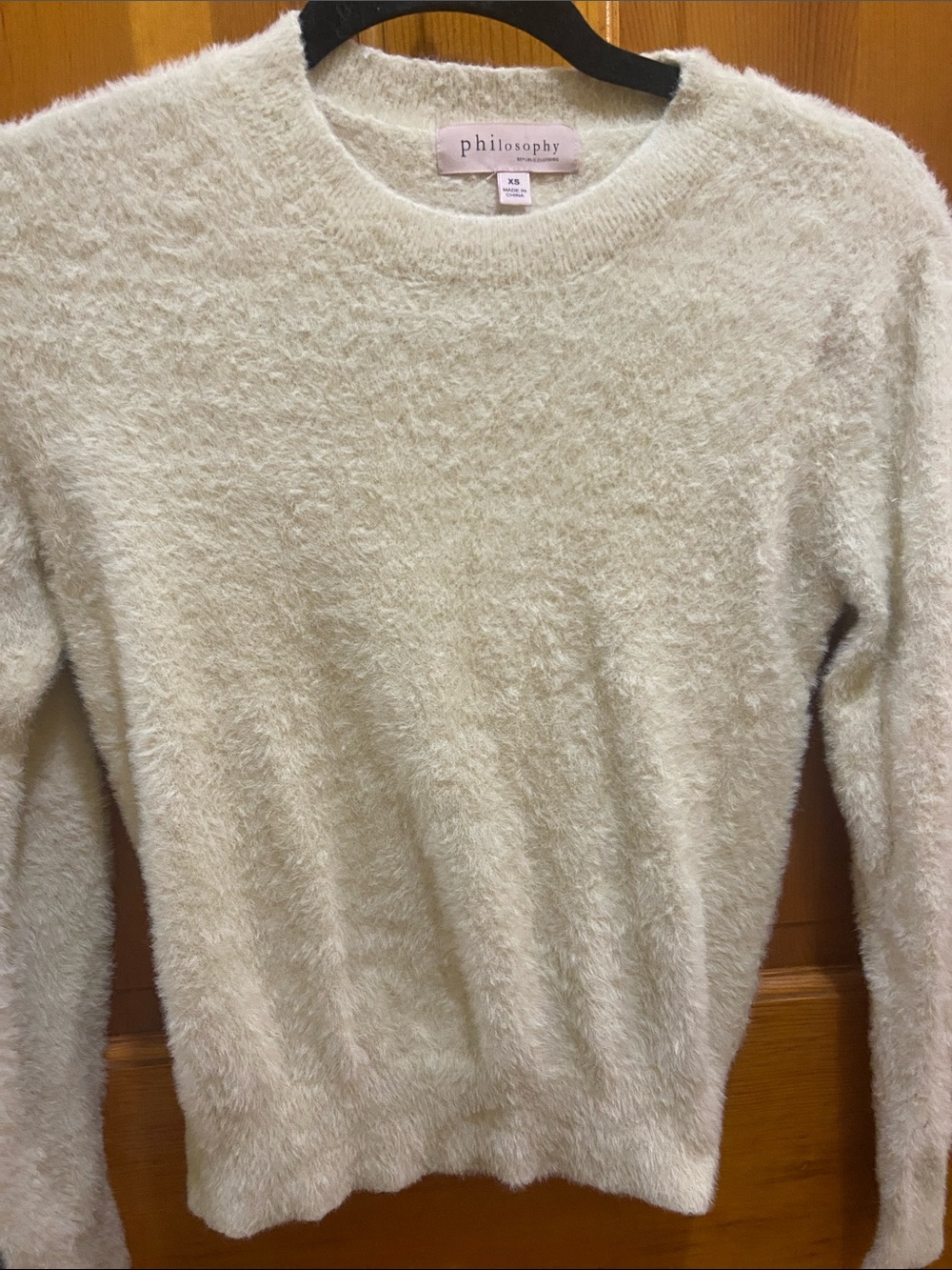 Philosophy Cozy Cream Fuzzy Crewneck Sweater